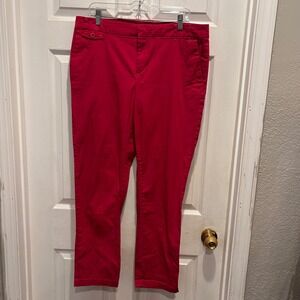 IZOD Women's Fuschia Pink Cotton Blend Straight Leg Pants Size 14 Preppy Casual